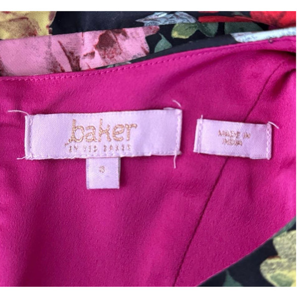 Baker By Ted Baker Dress Girls 8 Black Multi Floral Party Flower Girl Church - Picture 5 of 8